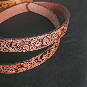 Ariat Brown Leather Belt with Floral Design